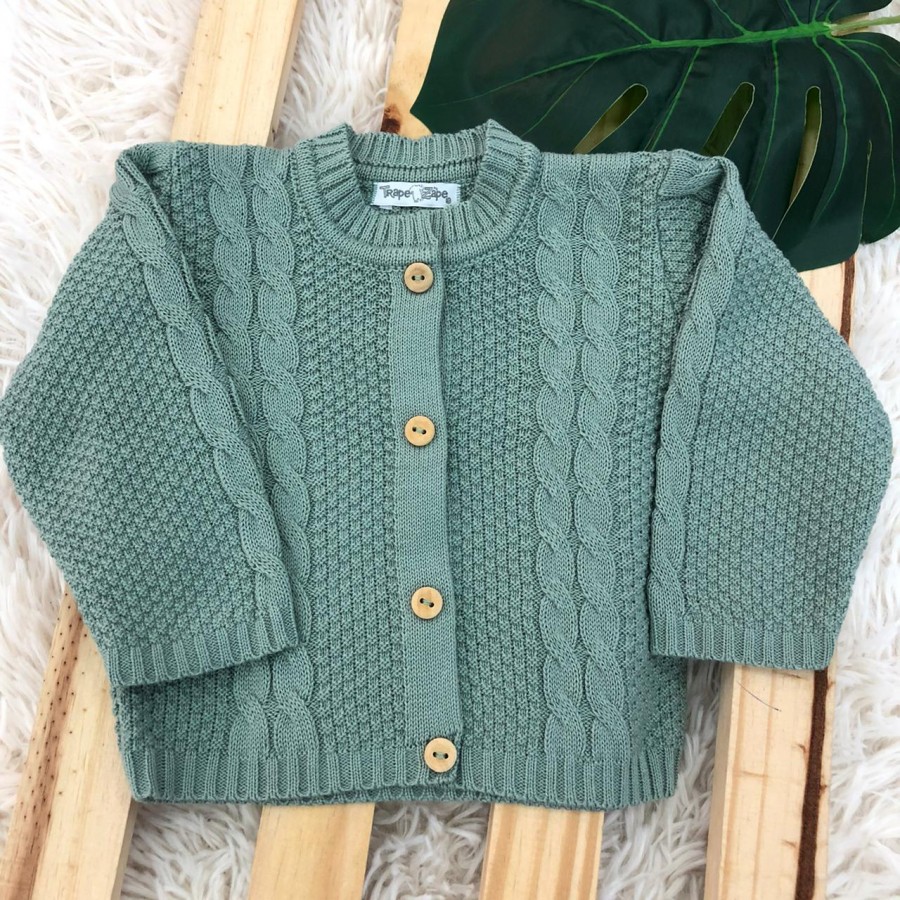 Casaco de Linha Trança - Verde Plix Casaco de Linha Trança - Verde Plix